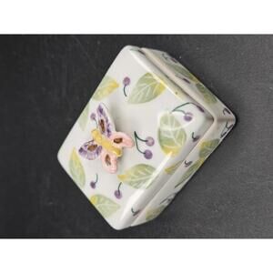 Andrea by Sadek Ceramic Pastel Trinket Box with 3D Butterfly Lid